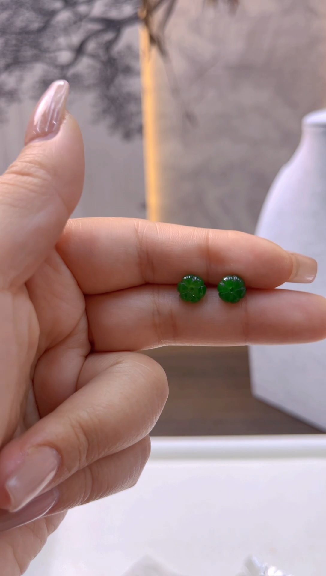 银S925镶嵌和田玉耳饰E881