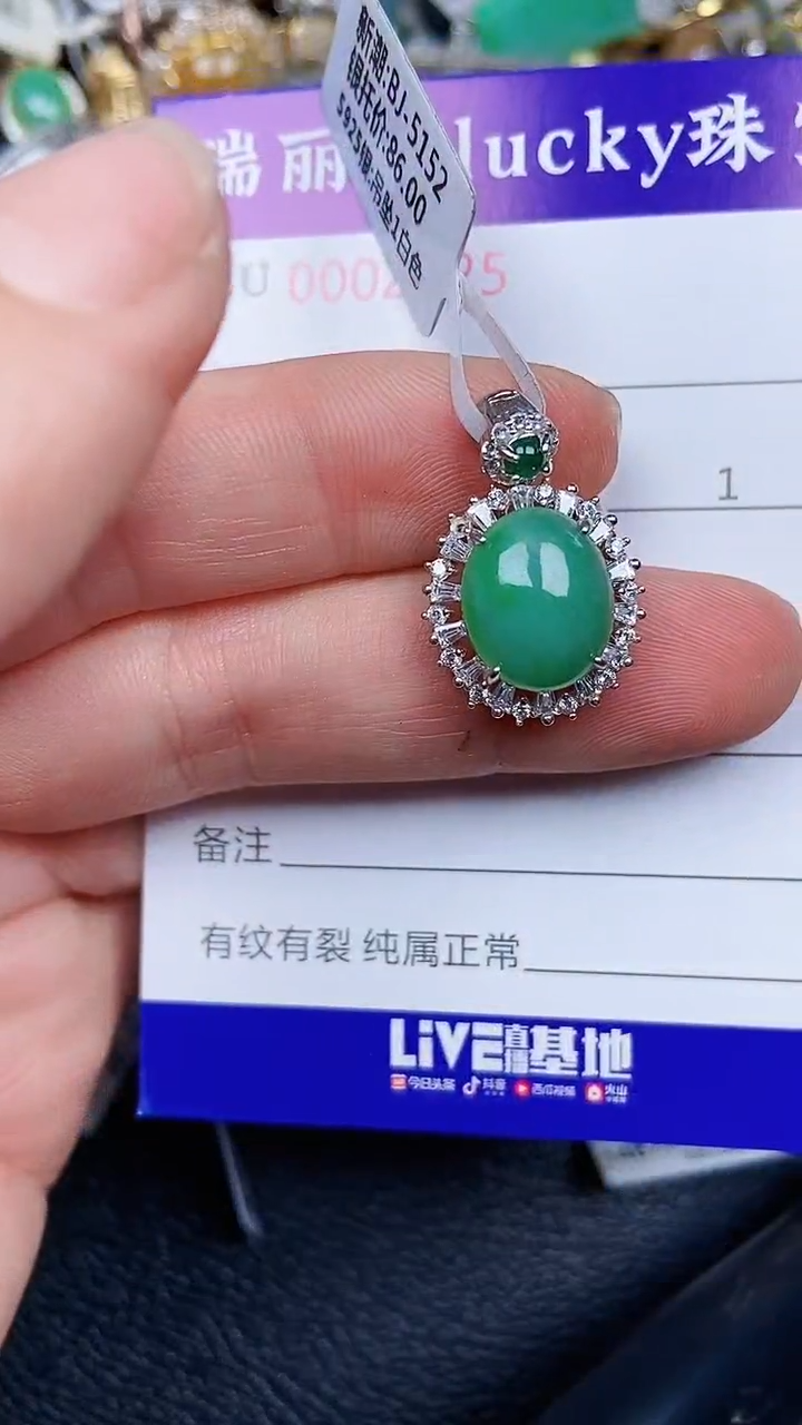 颈饰银S925镶嵌翡翠0225