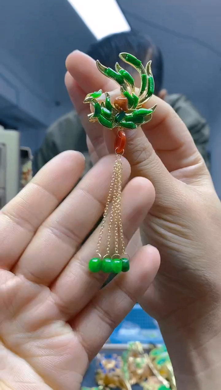 【闪购商品】翡翠耳饰合金249翡翠胸针