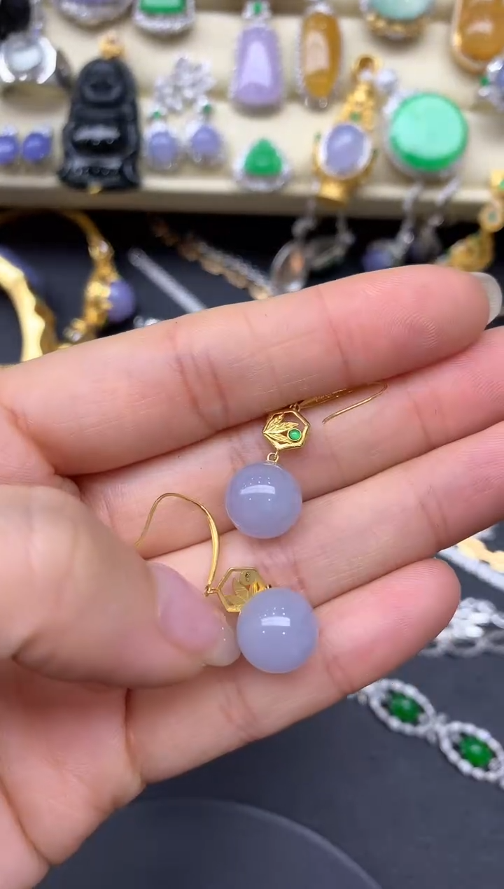 【闪购商品】翡翠耳饰18K金镶嵌327-中国好珍宝