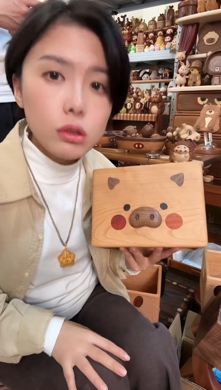 木瑕疵樱桃木猪筐