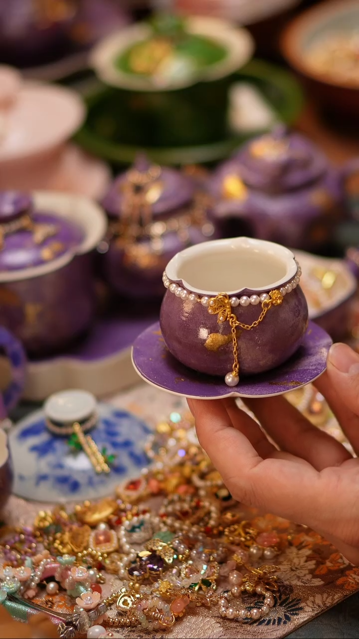 【闪购商品】紫色大漆杯杯+杯垫