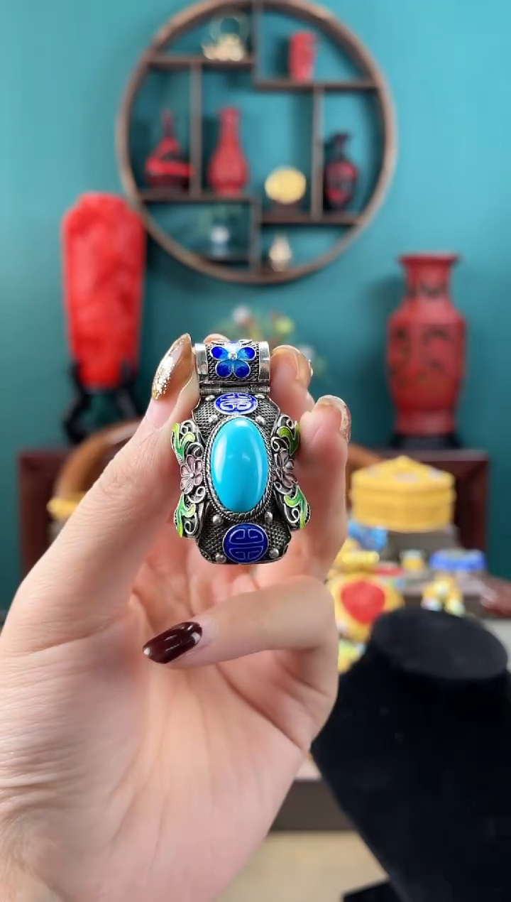 非遗手工花丝镶嵌吊坠