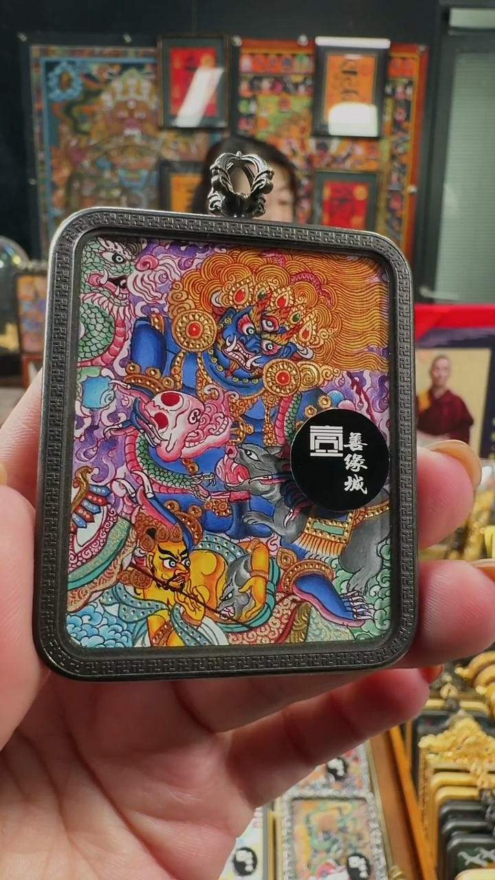 吊坠 壹善缘城手绘唐卡黑C