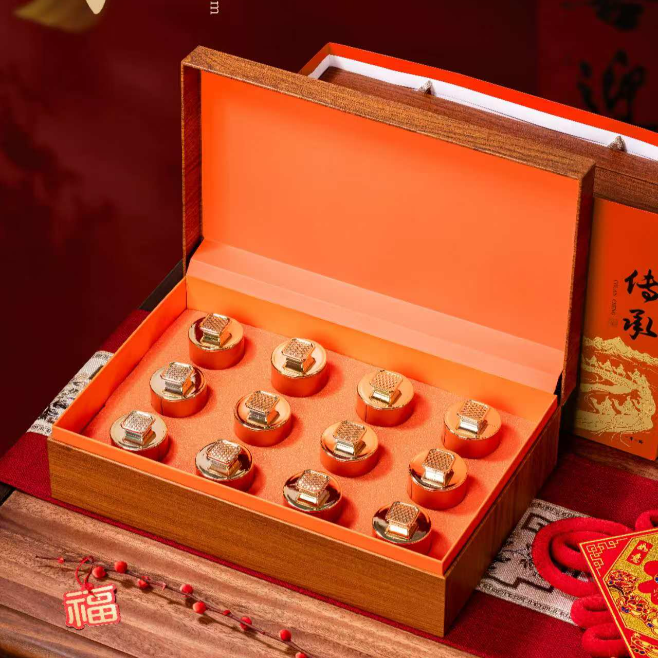 母系手工制作大红袍茶叶乌龙茶12罐装