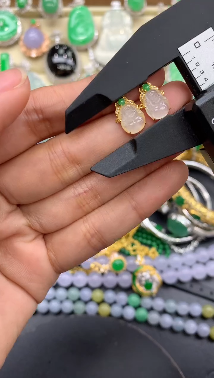 【闪购商品】翡翠耳饰18K金镶嵌215-中国好珍宝