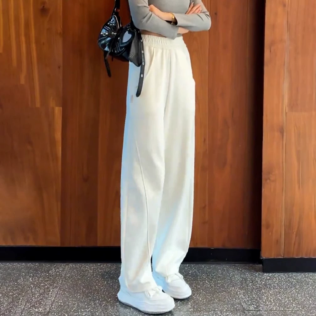 法式复古阔腿裤女秋冬加厚慵懒风垂感软糯休闲直筒裤