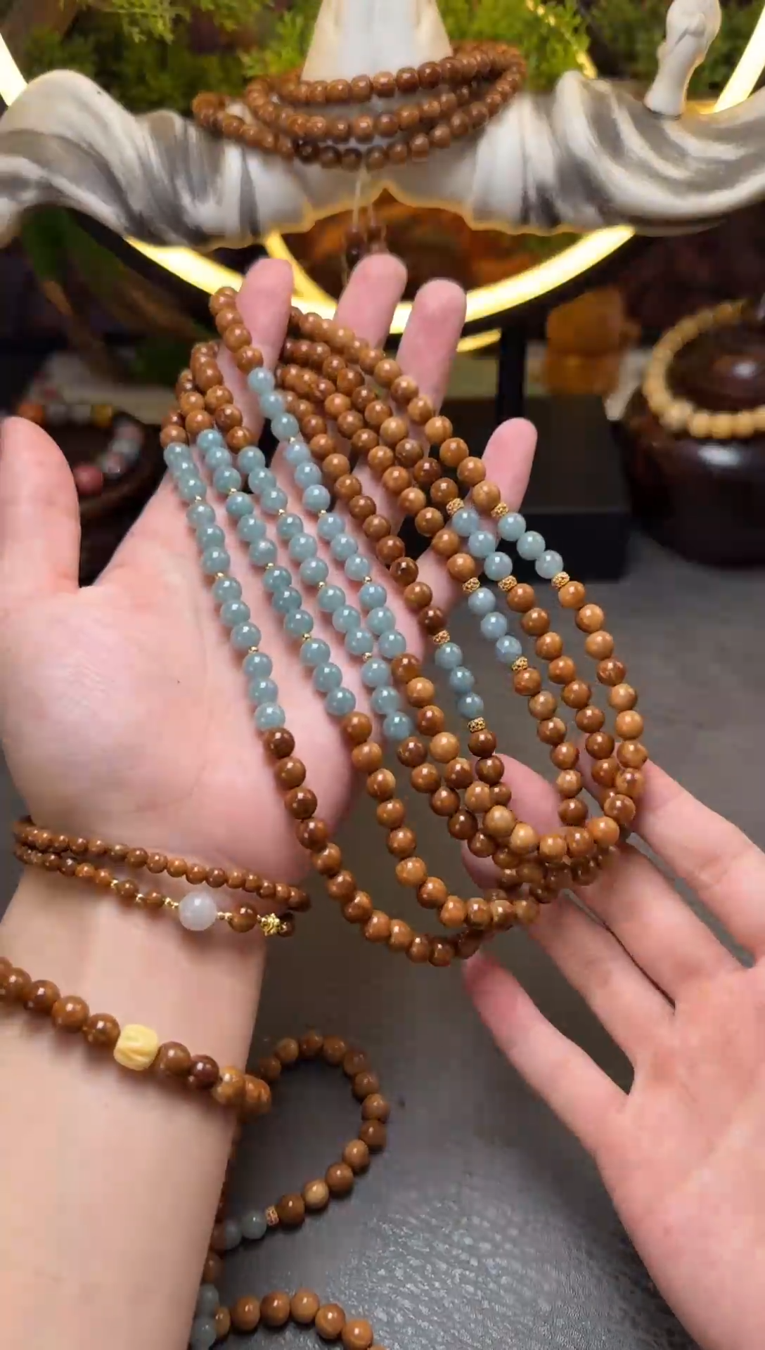 手串库克未镶嵌库克蓝水翡翠圆珠双圈