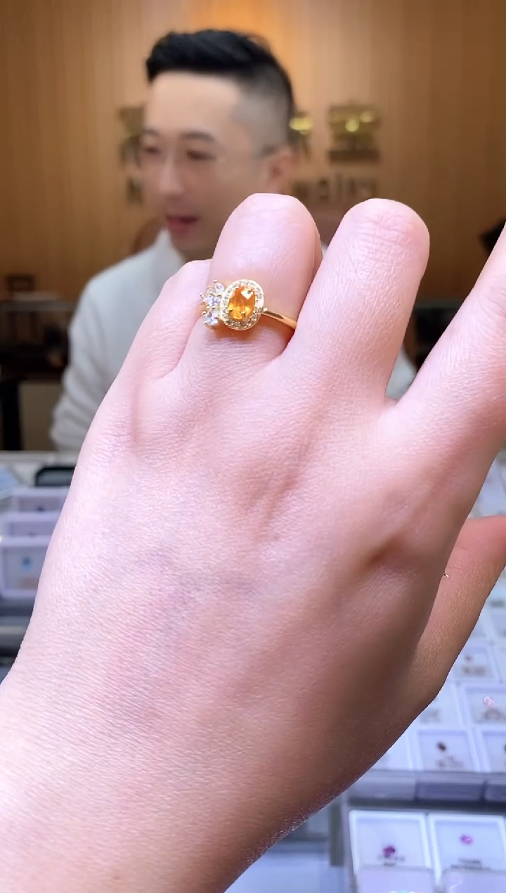 【闪购商品】石榴石（芬达石）戒指银S925镶嵌天然芬达石戒指