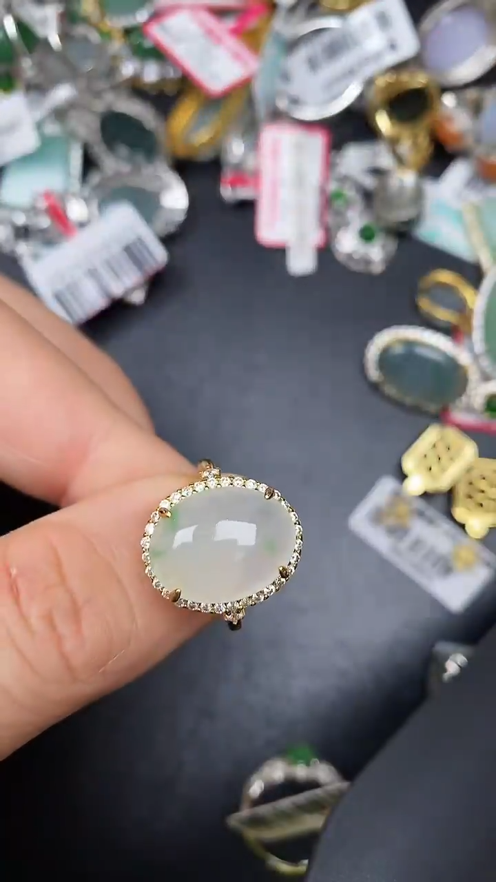 银S925镶嵌戒指翡翠7600