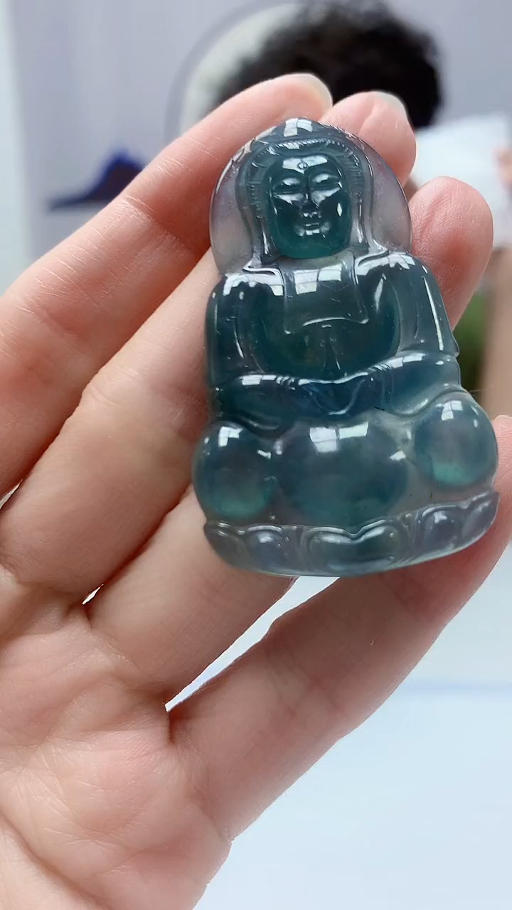 【闪购商品】定制翡翠未镶嵌4688zm-毛货挂件赠珠链观音136