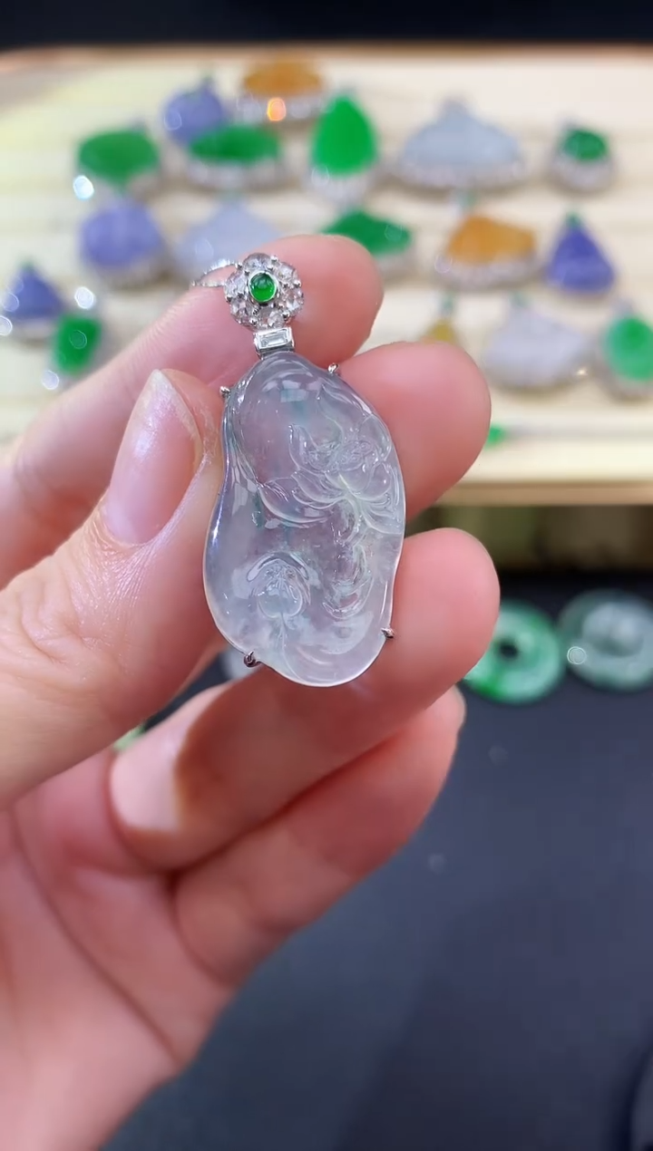 翡翠18K金镶嵌吊坠(不含链)|9800