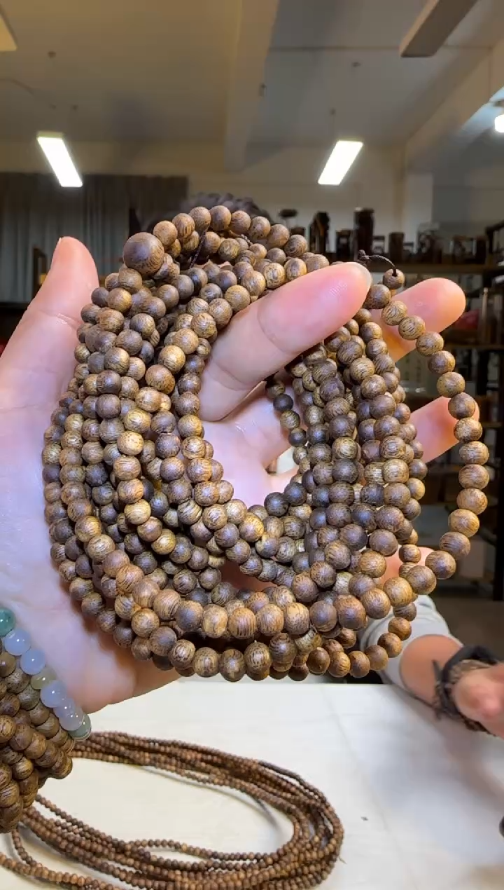 沉香手串99沉海南奇楠红骨凹身正圆珠5mm138颗8g+多样性发1