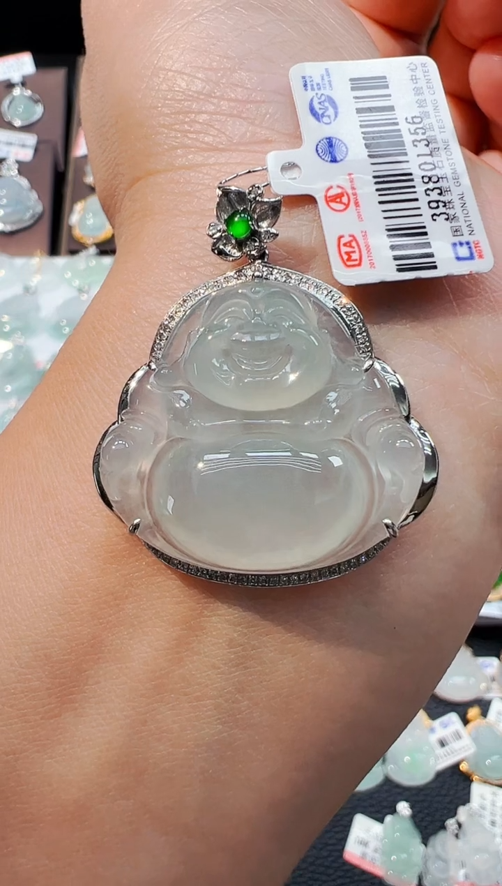 翡翠18K金镶嵌吊坠(不含链)佛公1356