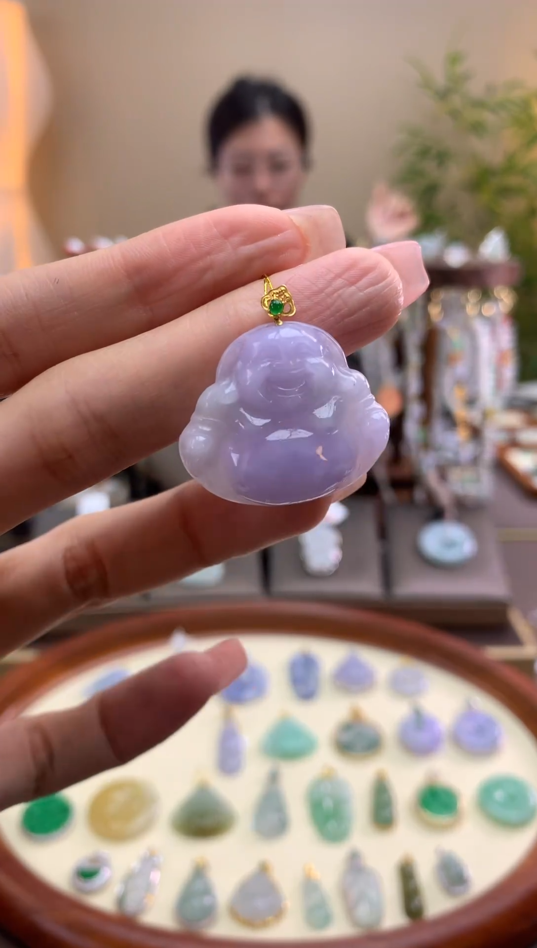 【闪购商品】翡翠颈饰18K金镶嵌佛公