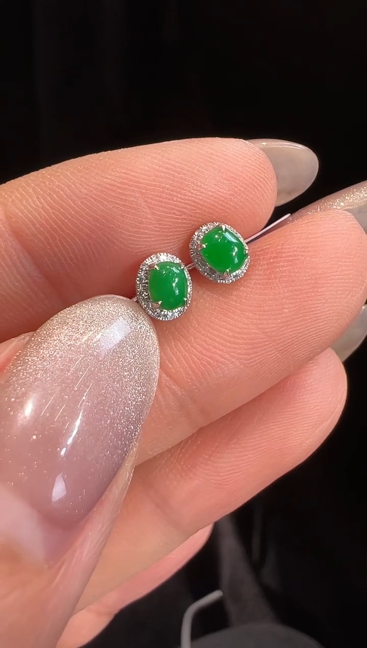 【闪购商品】翡翠耳饰18K金镶嵌耳饰