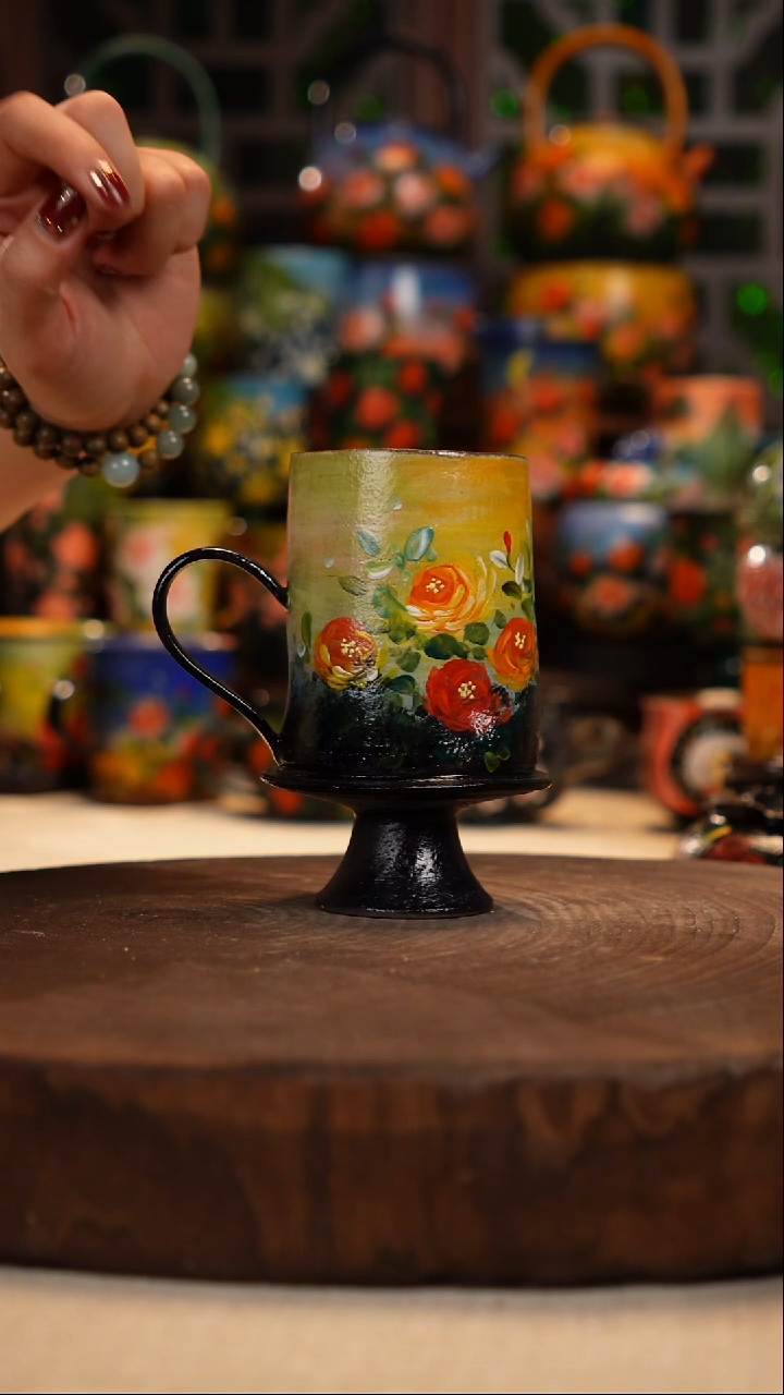 紫砂 油画釉下彩手绘