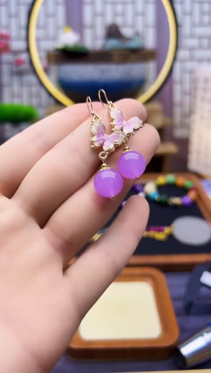 翡翠14K金镶嵌耳饰EEEEEEEEEEE