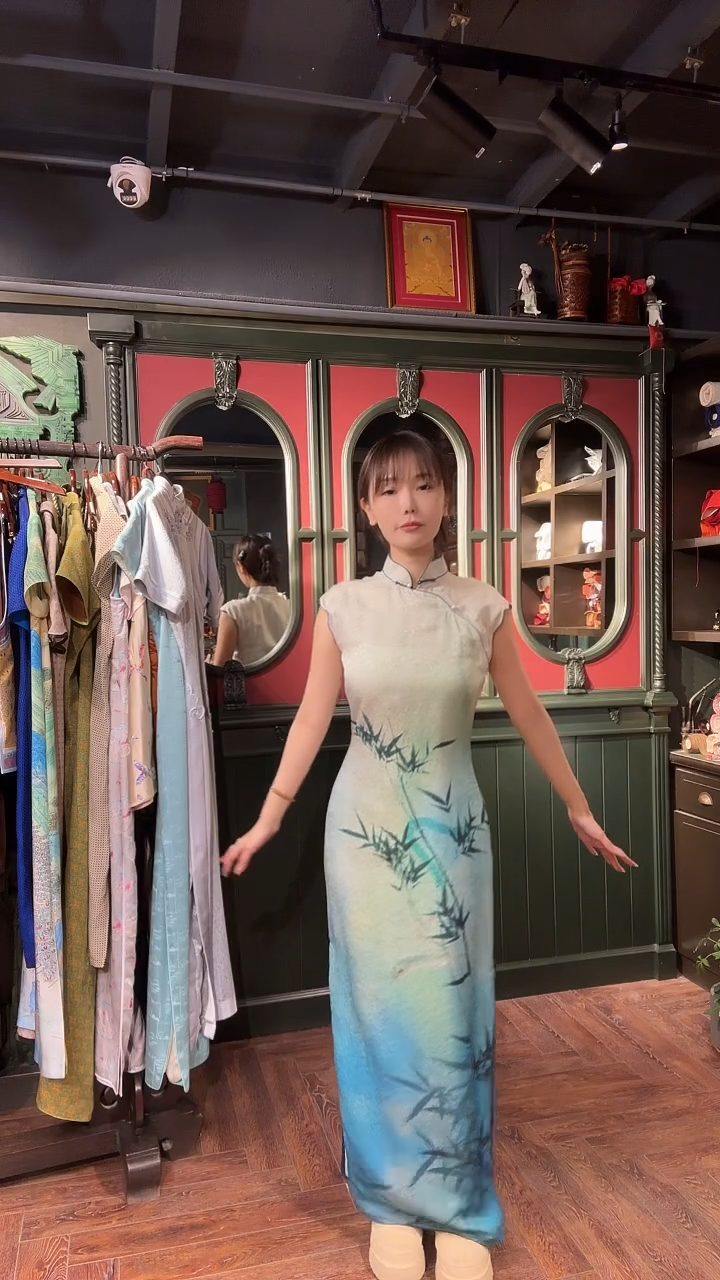 【现货M号】绿色小蛇旗袍