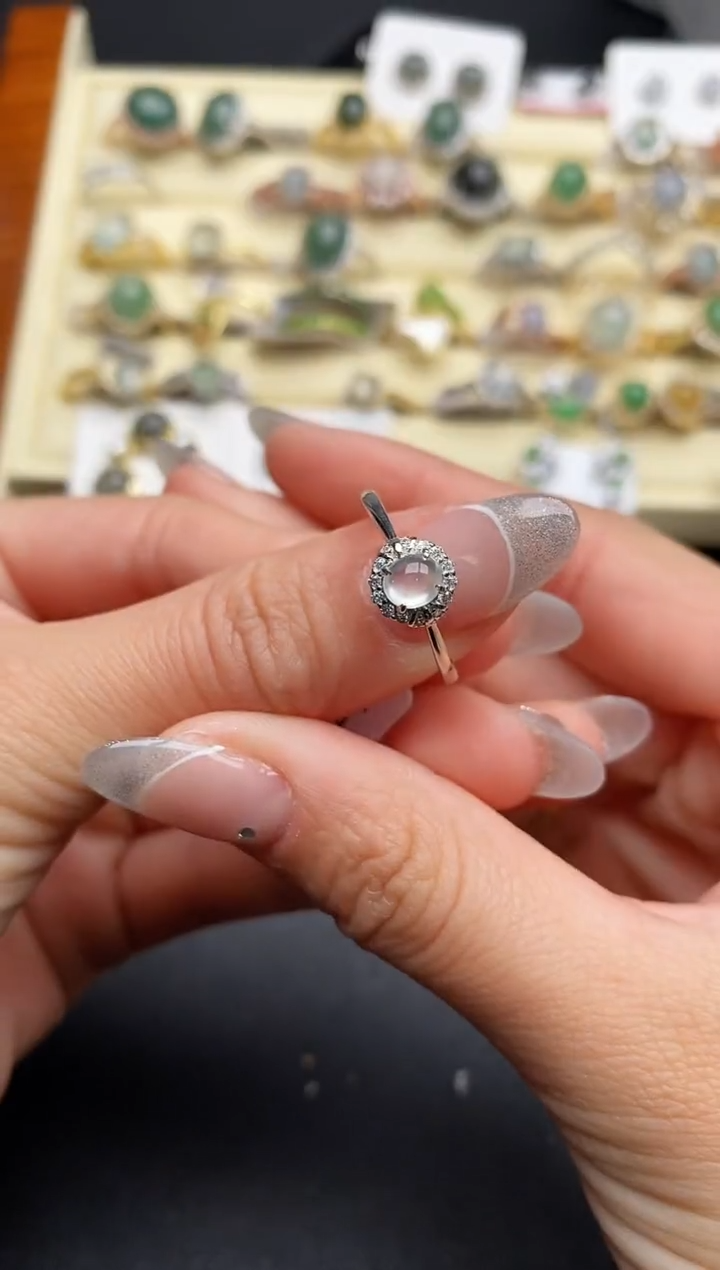 【闪购商品】翡翠戒指银S925镶嵌666666666+9