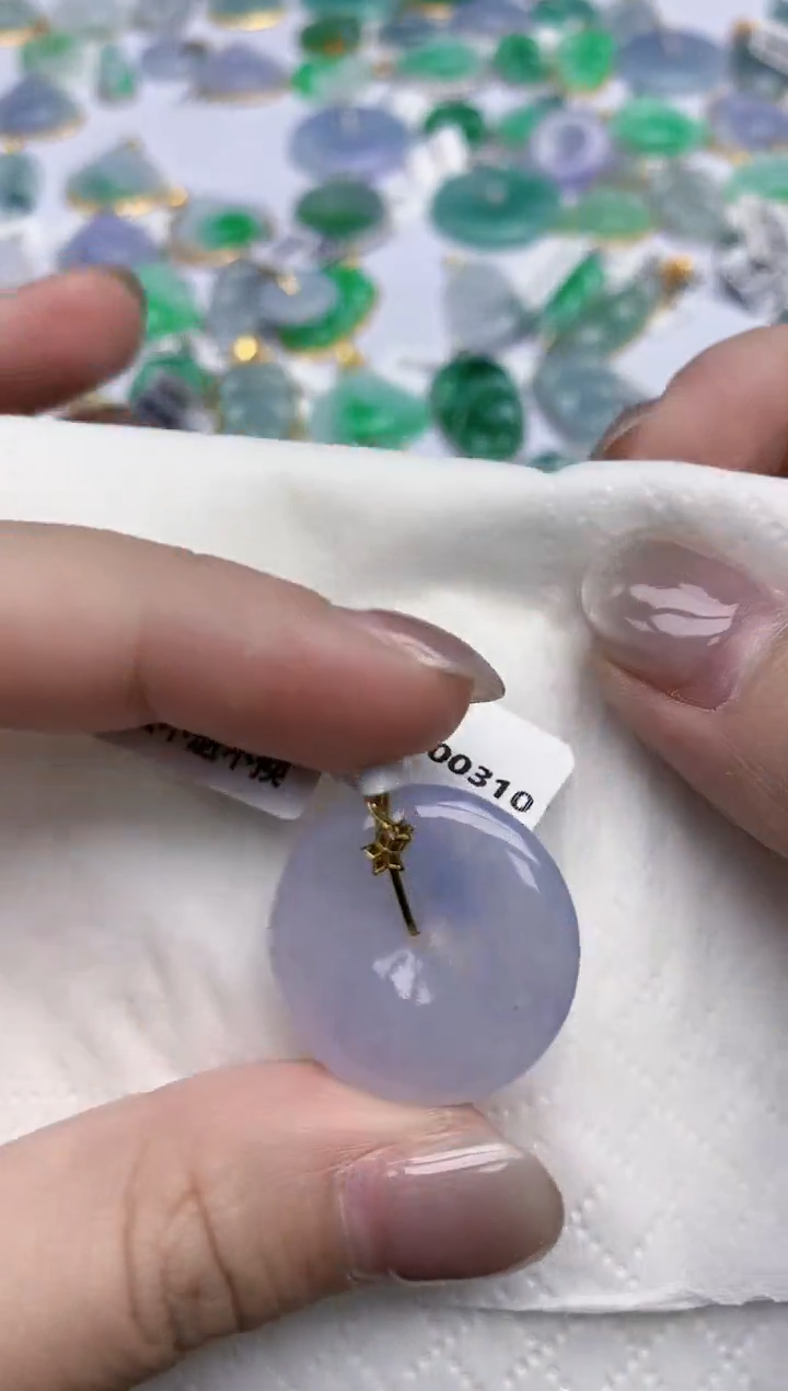 【闪购商品】翡翠颈饰18K金镶嵌天然翡翠A货