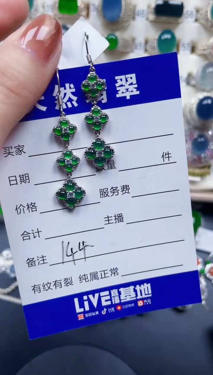 银S925镶嵌翡翠耳饰144