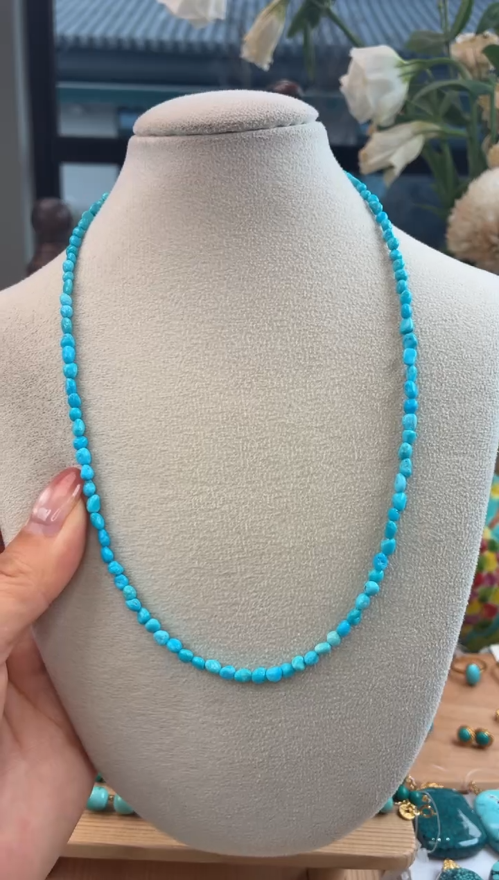 银S925镀金镶嵌绿松石颈饰1