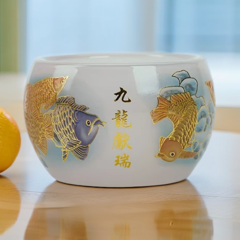 【九龙献瑞琉璃客杯.白色】高端琉璃手工主人杯品茗杯茶杯茶具