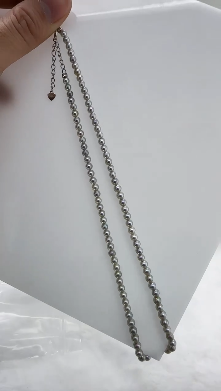 【闪购商品】海水珍珠DA银S925镶嵌t785 灰珠串5