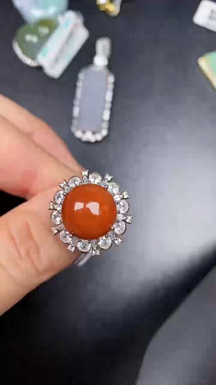 银S925镶嵌戒指翡翠7500