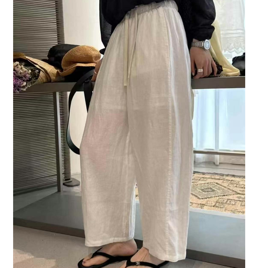 DEZI宝藏纯色凉感显瘦亚麻舒适女休闲裤LS18561077