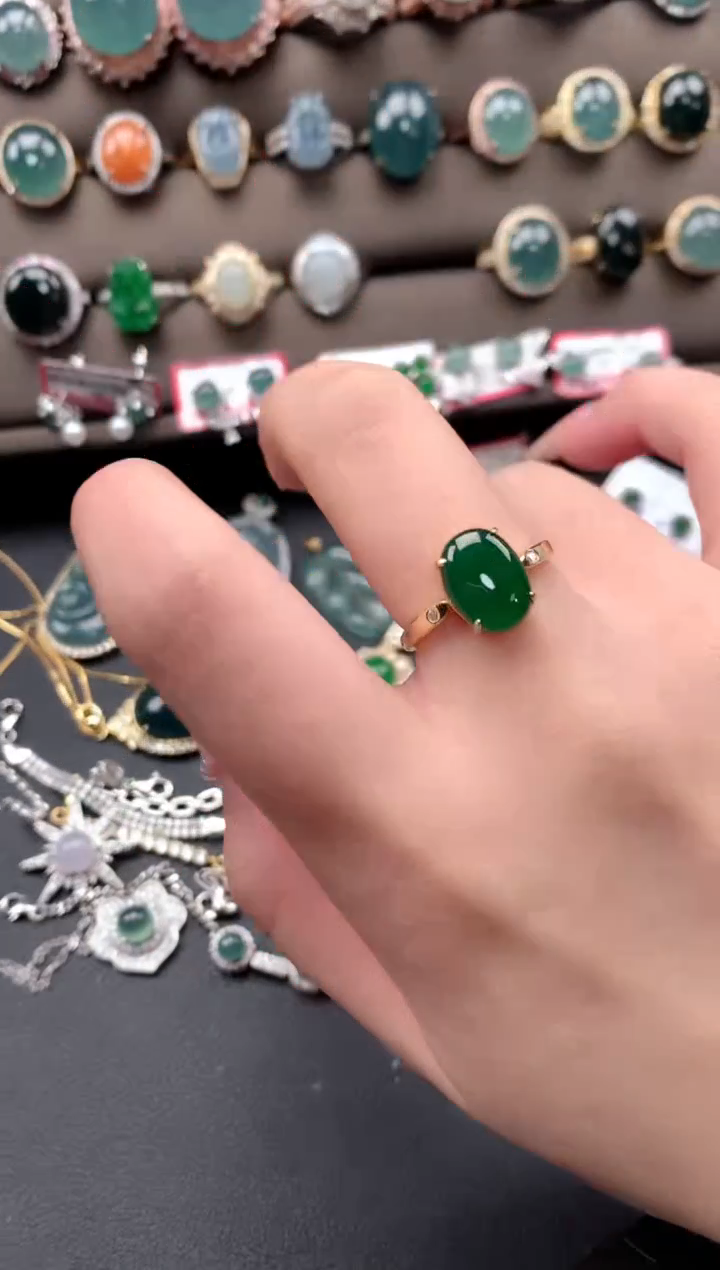 【闪购商品】翡翠戒指银S925镶嵌42141