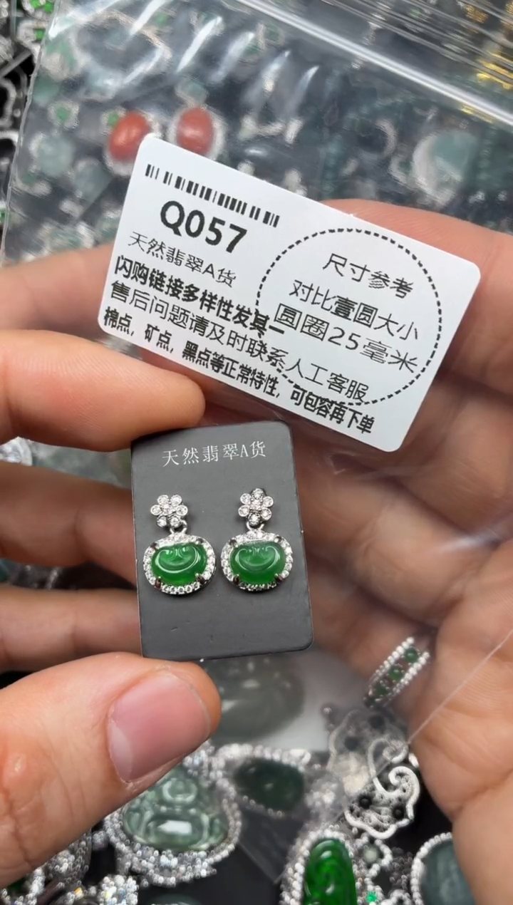 颈饰未镶嵌翡翠Q057耳钉