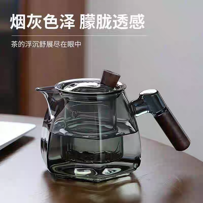 六角玻璃泡茶壶木把电陶炉煮茶壶带过滤茶水分离沏茶壶家用花茶壶