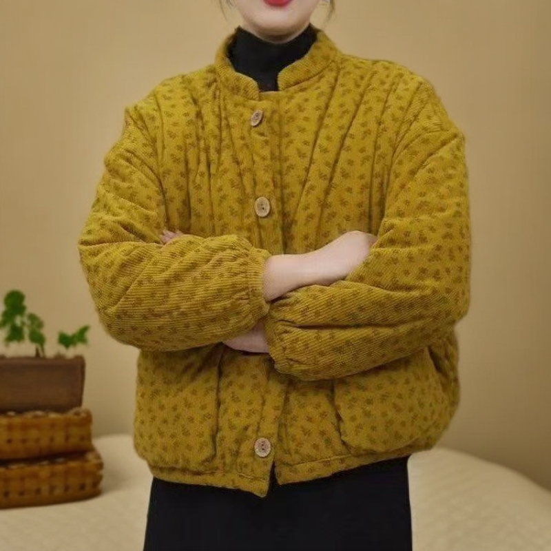 （爆款棉服）新中式国风秋冬新款条绒加棉休闲气质百搭上衣