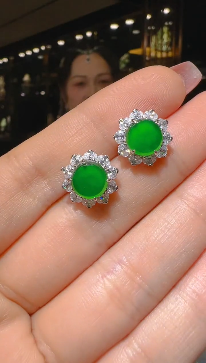 【闪购商品】翡翠耳饰银S925镶嵌010   （多样性发货）