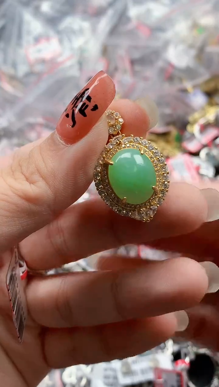 银S925镶嵌戒指翡翠天然A货缅甸翡翠