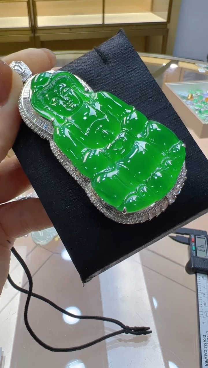【闪购商品】翡翠吊坠(不含链)18K金镶嵌天然翡翠A货