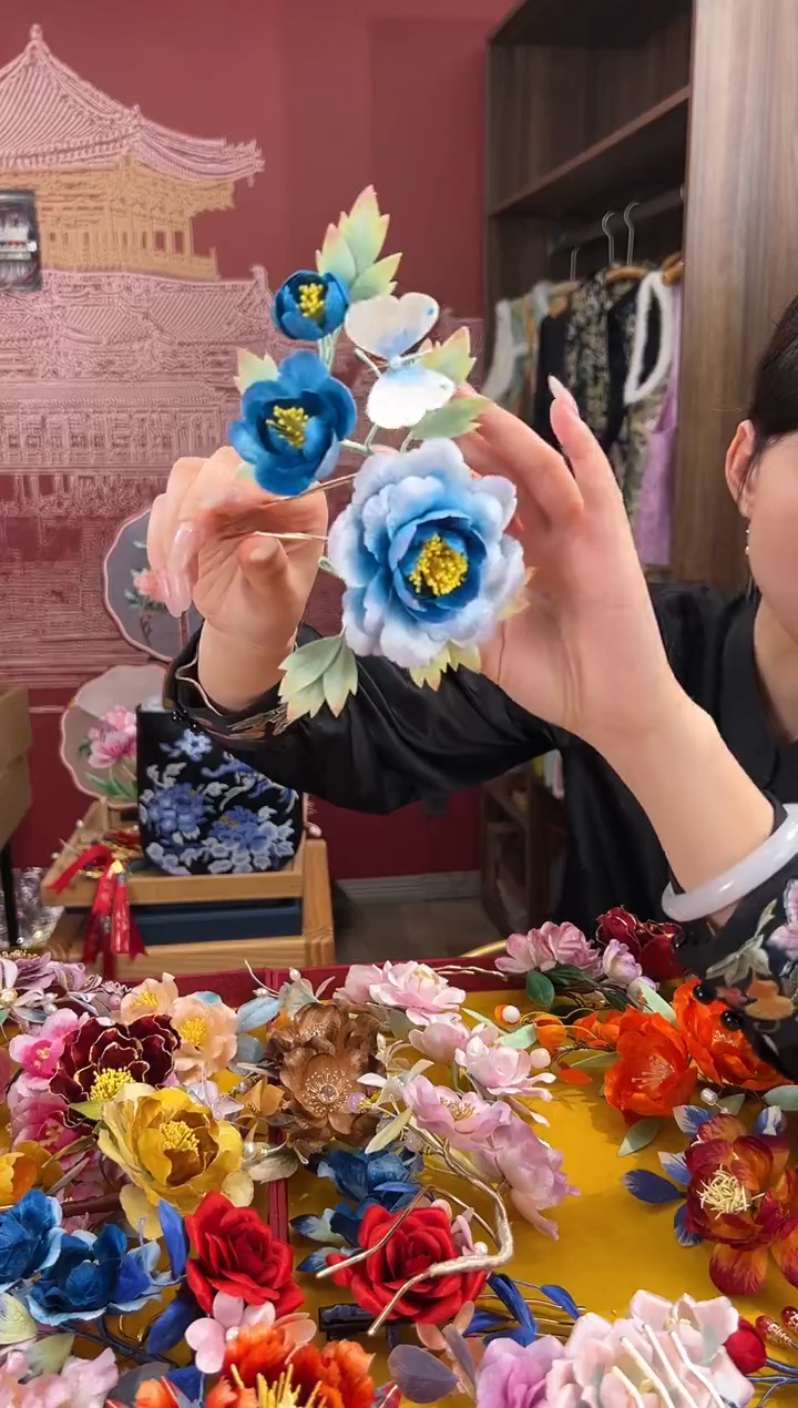 【闪购商品】刺绣非遗绒花（发饰）