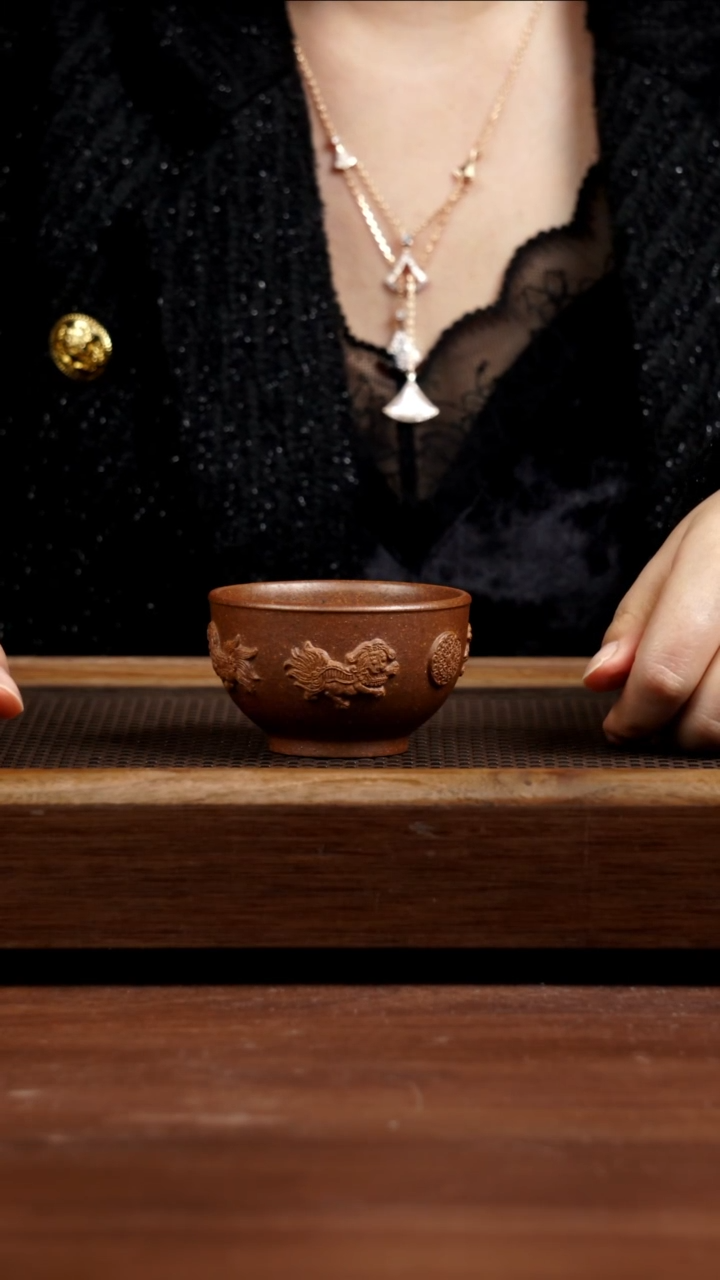 【闪购商品】紫砂茶壶龙骨金砂醒狮杯80CC