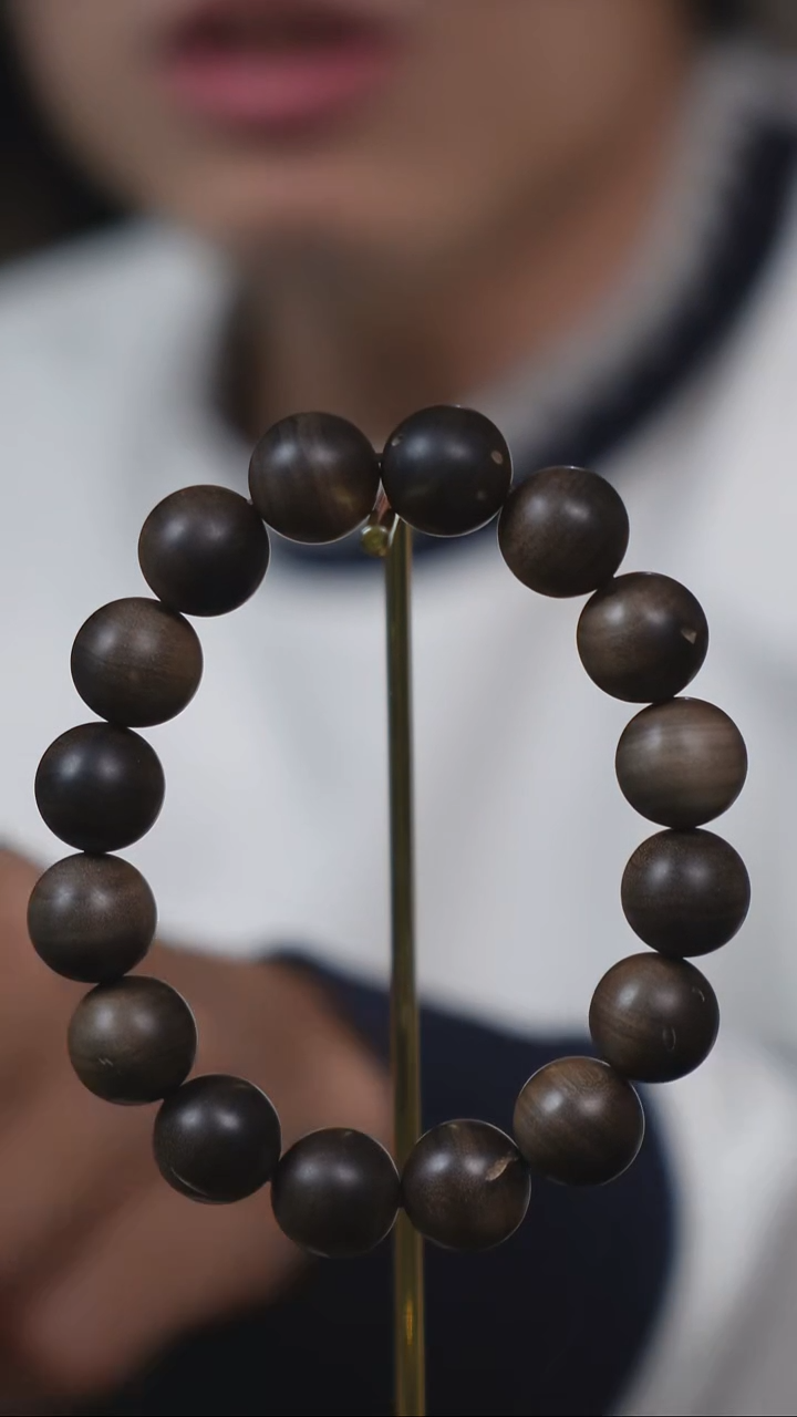 檀香木手串/手链SG007 印度老山檀阴沉15mm单圈 微瑕