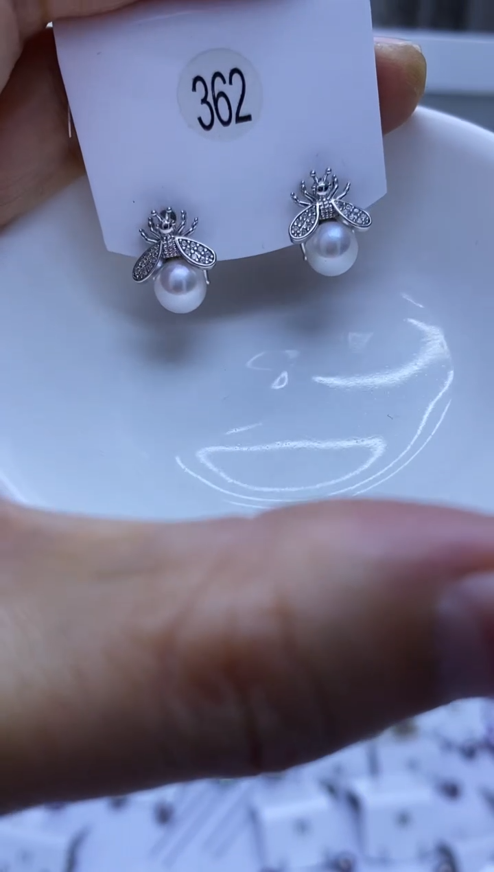 银S925镶嵌耳饰海水珍珠362