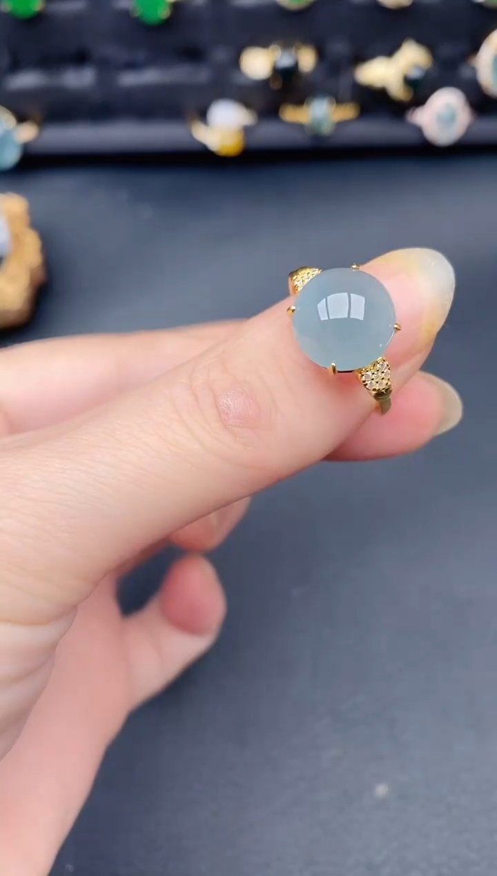 银S925镶嵌戒指翡翠天然a货翡翠116