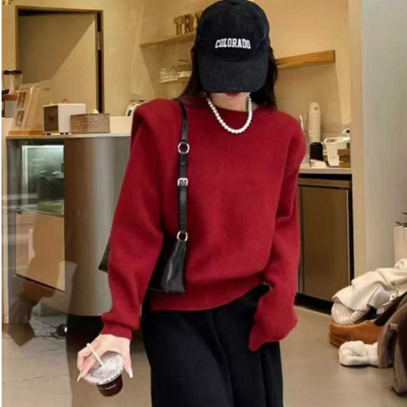 加厚圆领针织毛衣女秋冬新款时尚洋气减龄上衣#2865