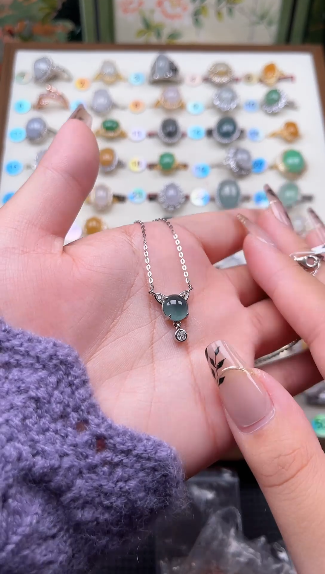 【闪购商品】翡翠项链银S925镶嵌天然A货翡翠项链