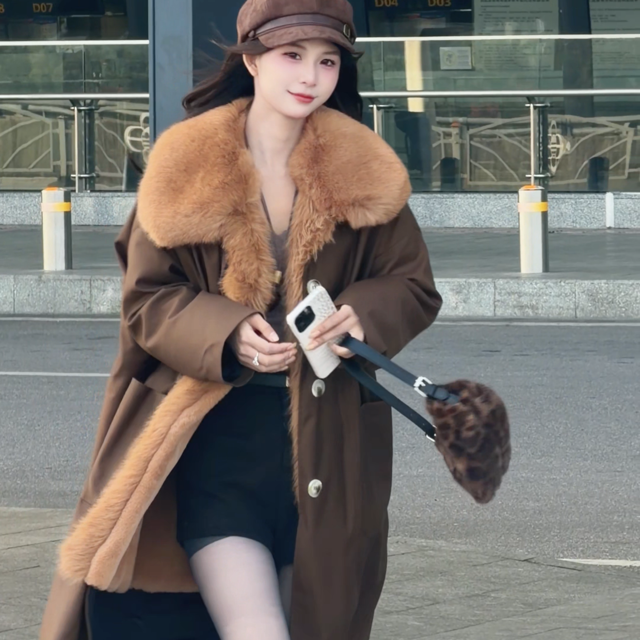 2025冬天新款加绒加厚外套可拆卸派克服皮草外套韩版大毛领抗寒