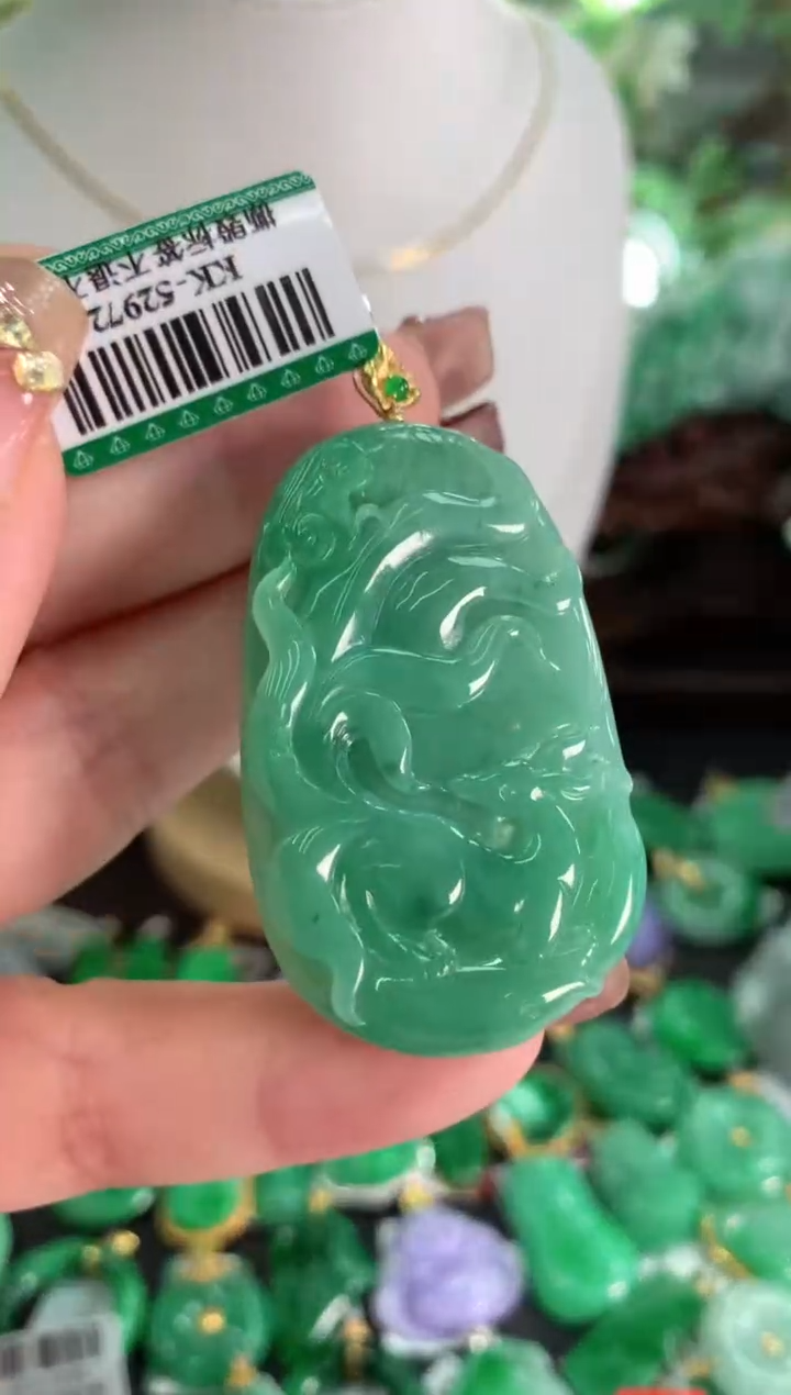 【闪购商品】翡翠吊坠(不含链)18K金镶嵌挂件