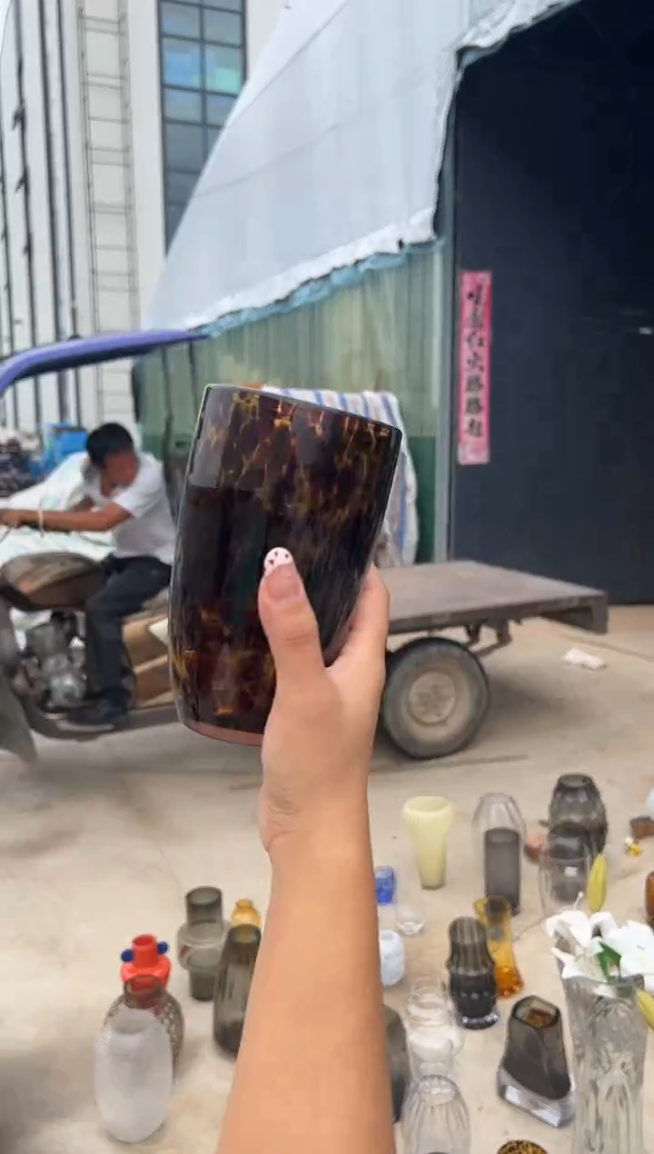 现代客厅摆件玻璃花瓶高级感两支