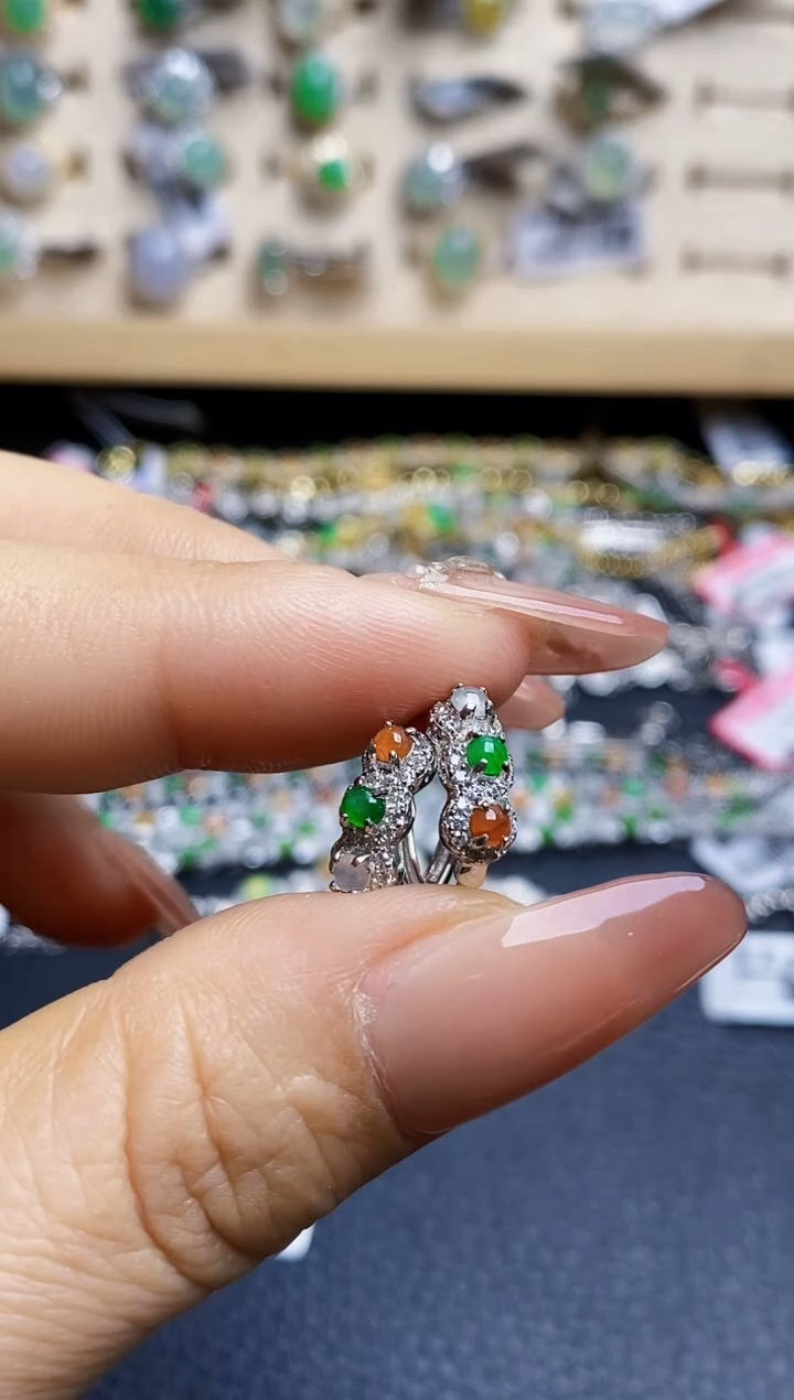 翡翠戒指银S925镶嵌1788