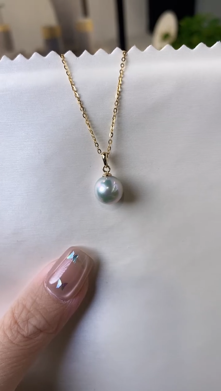 【闪购商品】海水珍珠吊坠(赠链)18K金镶嵌9-9.5真多麻吊坠